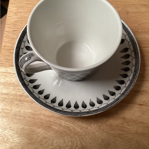 Upslsa Ekeby Gefel Sweden Cup & Saucer Lillemor black/white - Picture 1 of 11
